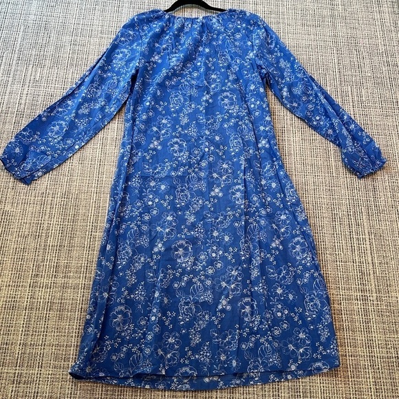 Adonna Blue Toile Nightgown Soft Knit Long Cottage Prairie Long Sleeves Size M - Picture 11 of 11